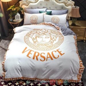 Versace Medusa Logo White Bedding Set
