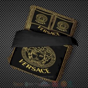 Versace Medusa Pattern Black-Yellow Inspired Bedding Set