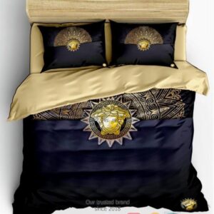 Versace Native America Pattern Navy Quilt Bedding Set