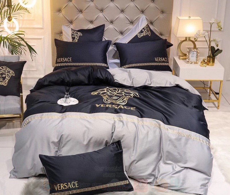 Versace Navy-Grey Luxury Brand Bedding Set Versace Navy-Grey Luxury Brand Bedding Set