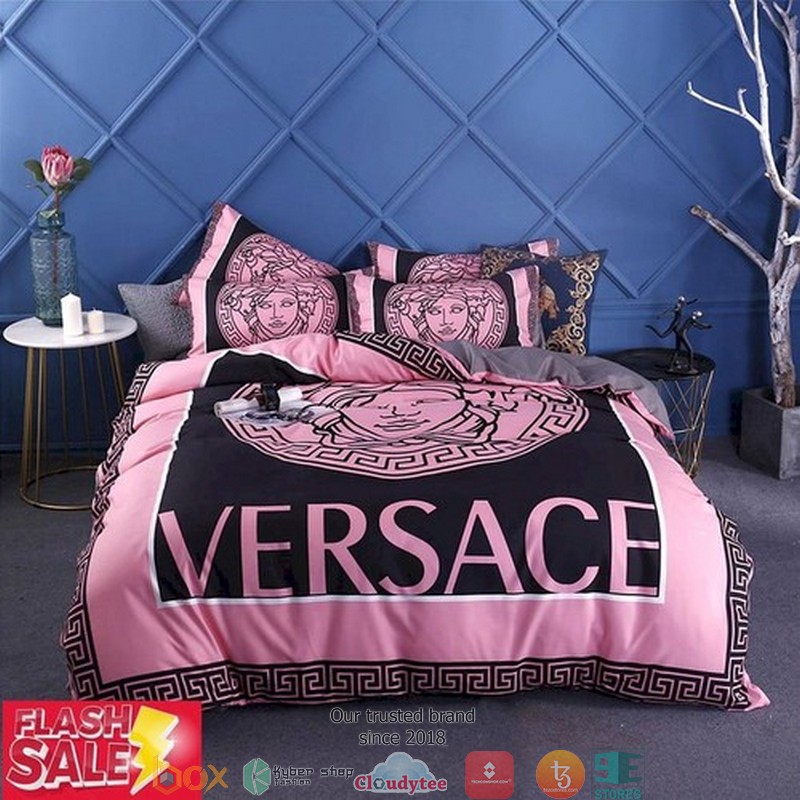 Versace Pink Black Border Duvet Cover Bedding Set Versace Pink Black Border Duvet Cover Bedding Set