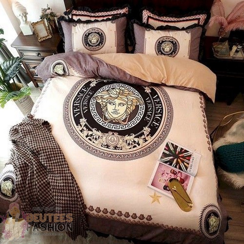 Versace Pink Brown Style 3 Duvet Cover Sheet Cover Pillow Cases Luxury Bedding Sets Versace Pink Brown Style 3 Duvet Cover Sheet Cover Pillow Cases Luxury Bedding Sets