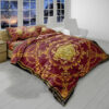 Versace Red And Gold Logo All Over Print Bedding Set