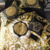 Versace Style Yellow-White-Black Luxury Brand Bedding Set