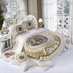 Versace White Classic Logo All Over Print Bedding Set