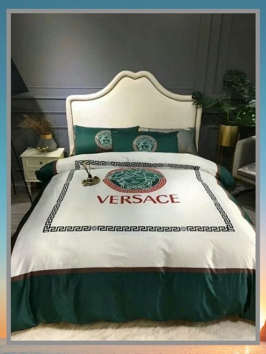Versace-White-Green-Quilt-Bedding-Set-2