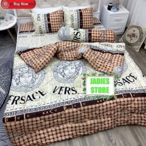 Versace White Khaki Cutes Bedding Set