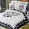 Versace White Logo All Over Print Bedding Set