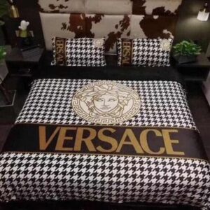 Versace White Logo Brown Bedding Set