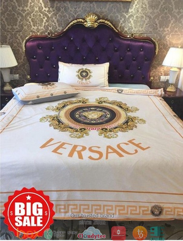 Versace Yellow Border Pattern White Duvet Cover Bedding Set Versace Yellow Border Pattern White Duvet Cover Bedding Set