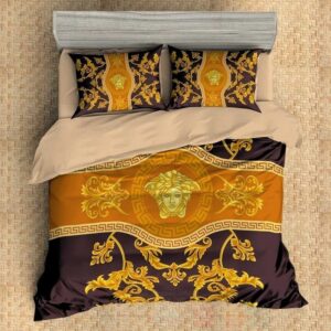 Versace Yellow-Dark Brown Luxury Brand Bedding Set