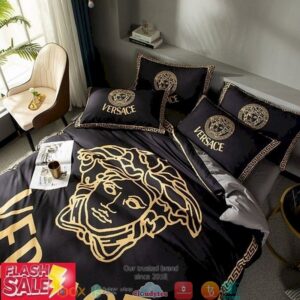 Versace Yellow Logo Black Duvet Cover Bedding Set