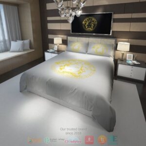 Versace Yellow Logo White Bedding Set