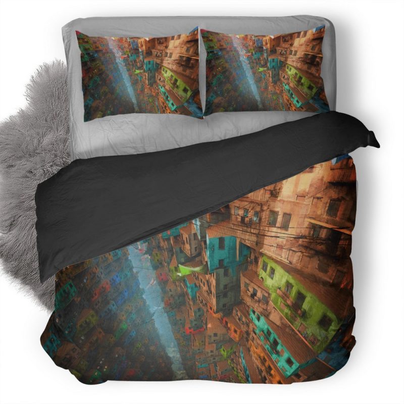 Vertical Village 3S Duvet Cover and Pillowcase Set Bedding Set Vertical Village 3S Duvet Cover and Pillowcase Set Bedding Set