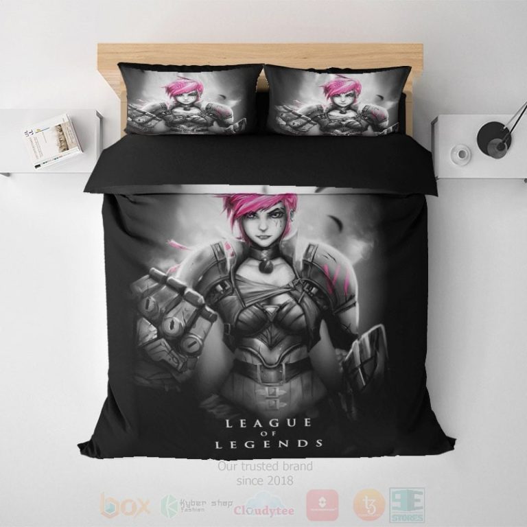 Vi-League-Of-Legends-Gray-Brushed-Arcane-Gamming-Bedding-Set-1