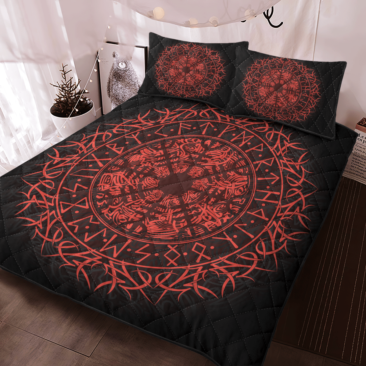 Viking Fire Vegvisir Quilt Bedding Set Viking Fire Vegvisir Quilt Bedding Set