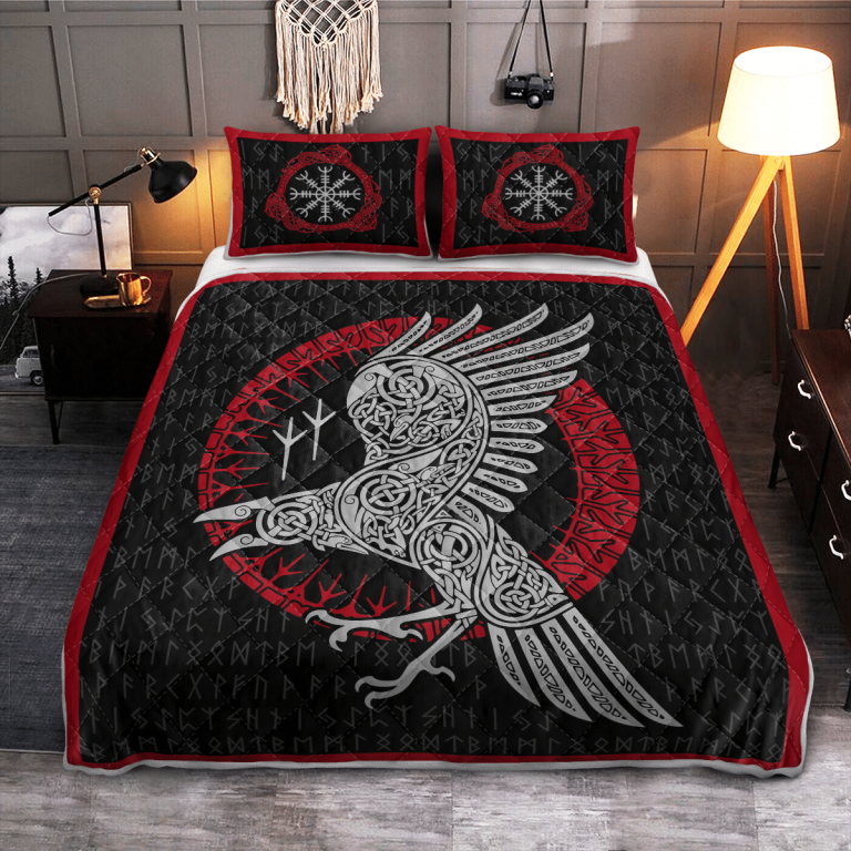 Viking-Raven-And-Rune-Quilt-Bedding-Set-1