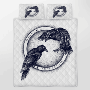 Viking Raven Of Odin Hugin And Munin Quilt Bedding Set