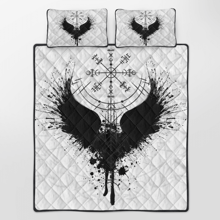 Viking-Raven-Vegvisir-White-Quilt-Bedding-Set-2