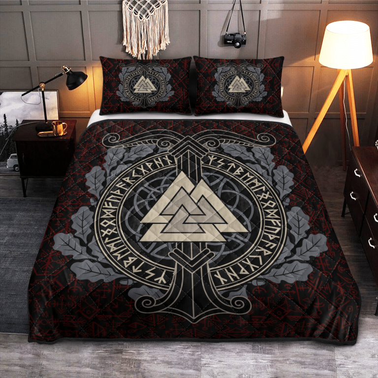 Viking-Ship-Valknut-Quilt-Bedding-Set-1