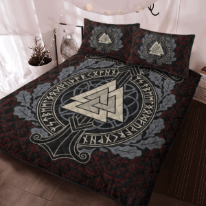 Viking Ship Valknut Quilt Bedding Set
