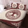 Viking Tree Of Life Yggdrasil Dark Red Quilt Bedding Set
