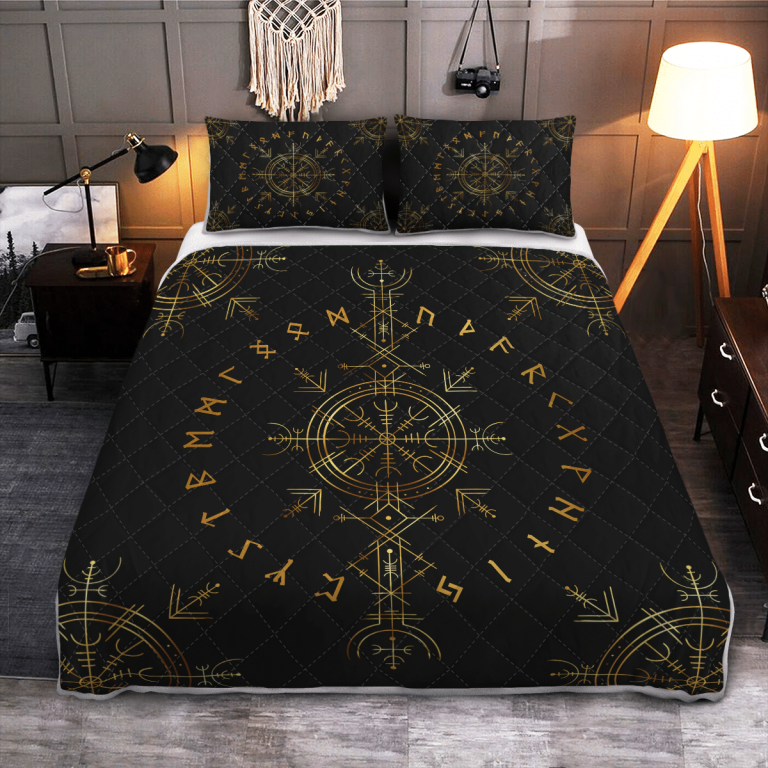 Viking-Vegvisir-And-Rune-Quilt-Bedding-Set-1-1