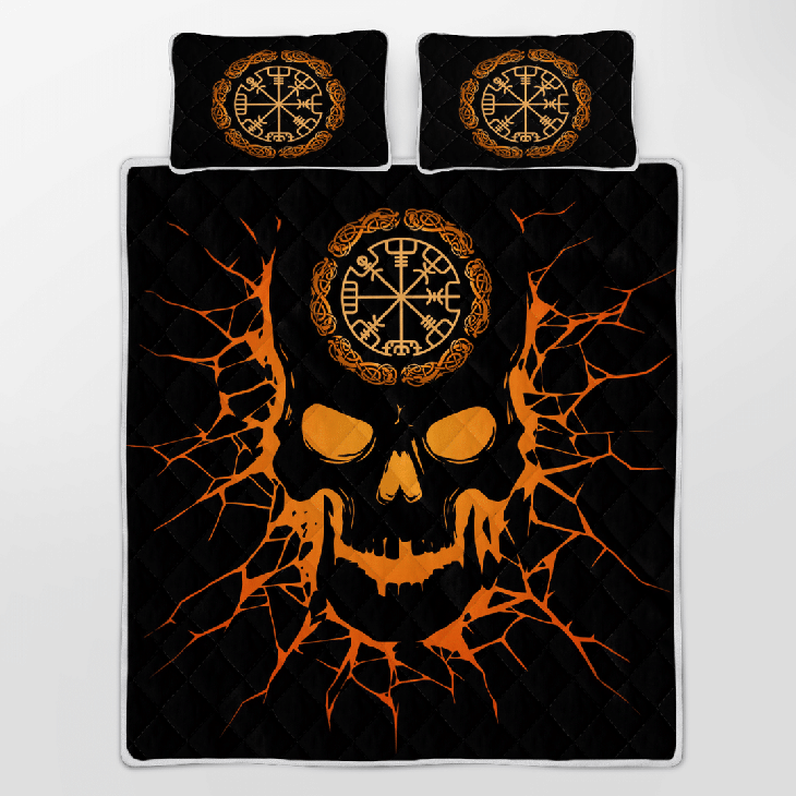 Viking Vegvisir Skull Quilt Bedding Set Viking Vegvisir Skull Quilt Bedding Set