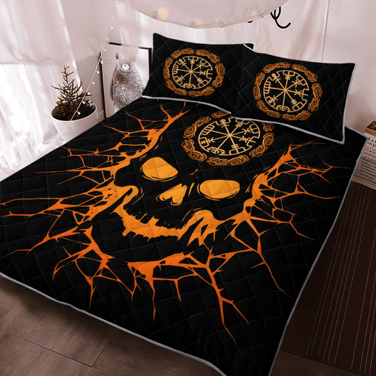 Viking Vegvisir Skull Quilt Bedding Set Viking Vegvisir Skull Quilt Bedding Set