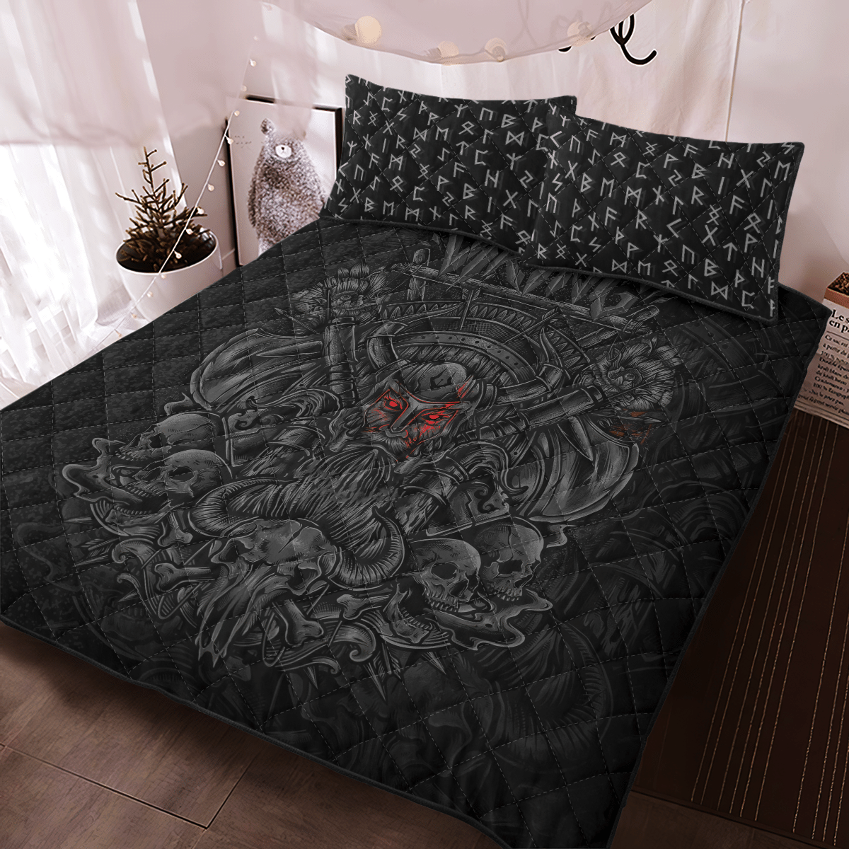 Viking Warrior Rune Quilt Bedding Set Viking Warrior Rune Quilt Bedding Set