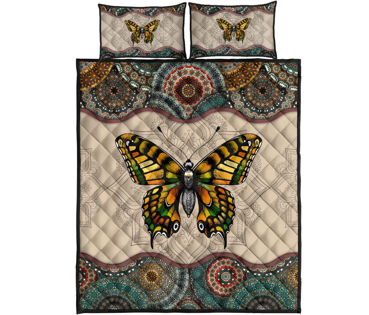 Vintage Butterfly All Over Print Bedding Set Vintage Butterfly All Over Print Bedding Set