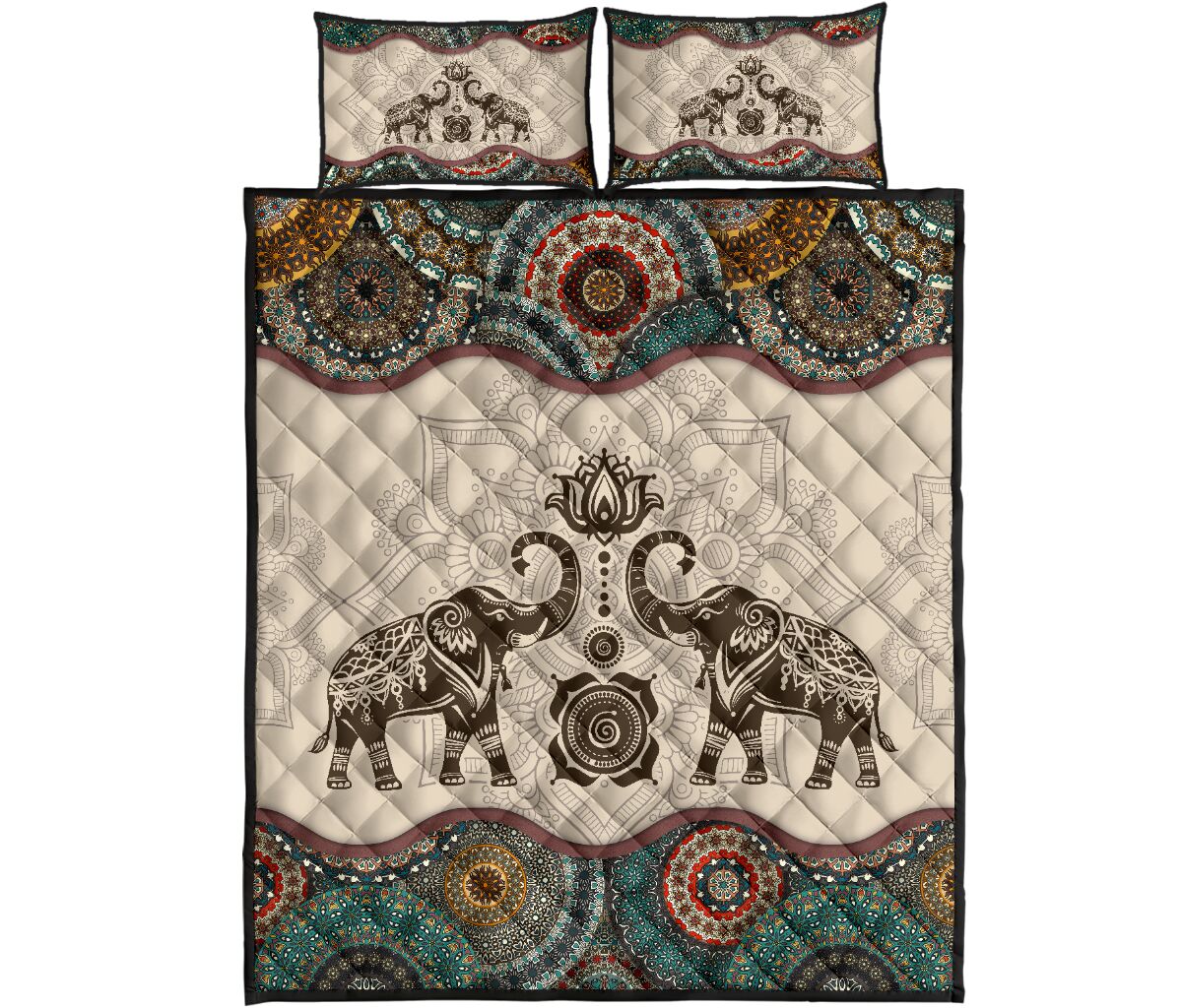 Vintage Couple Elephants All Over Print Bedding Set Vintage Couple Elephants All Over Print Bedding Set
