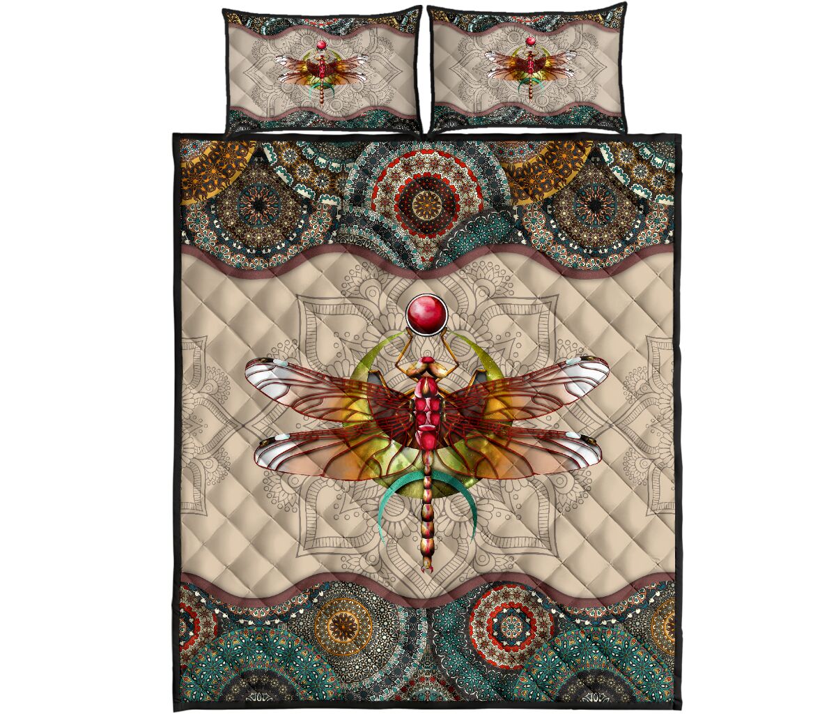 Vintage Dragonfly Colorful All Over Print Bedding Set