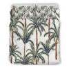 Vintage Palm Tree Beach Pattern Print Duvet Cover and Pillowcase Set Bedding Set