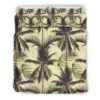 Vintage Palm Tree Pattern Print Duvet Cover and Pillowcase Set Bedding Set