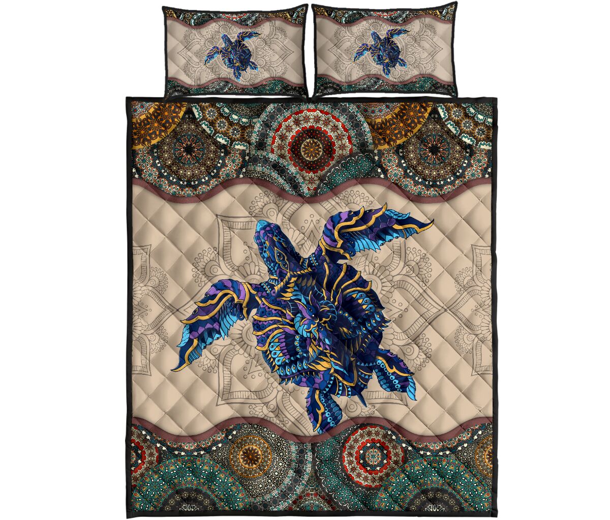 Vintage Sea Turtle All Over Printed Bedding Set Vintage Sea Turtle All Over Printed Bedding Set