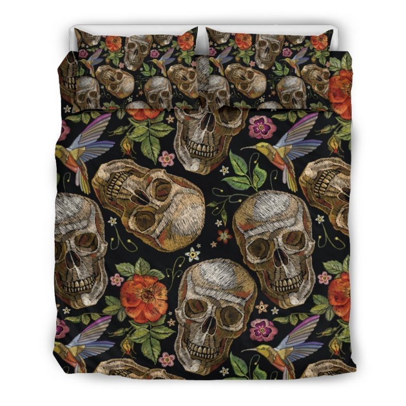 Vintage Skull Pattern Print Duvet Cover and Pillowcase Set Bedding Set Vintage Skull Pattern Print Duvet Cover and Pillowcase Set Bedding Set