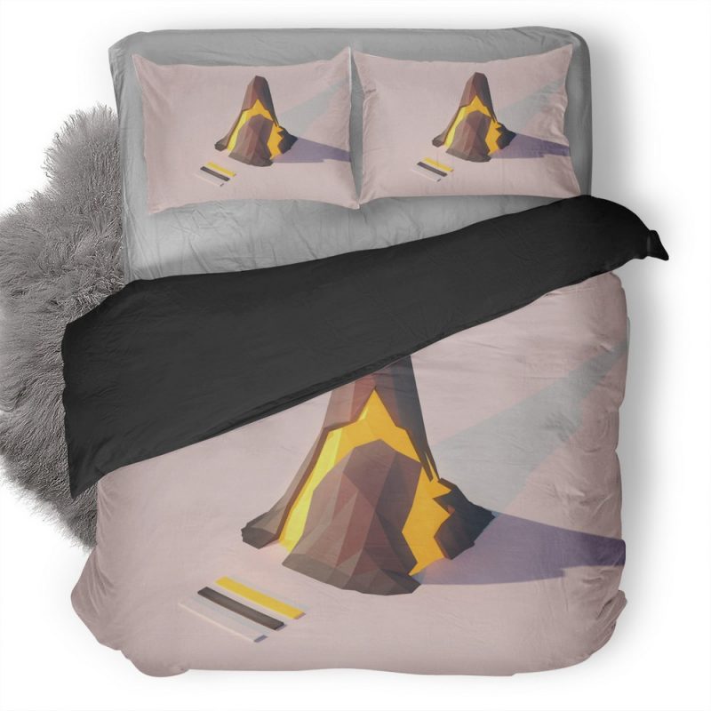 Volcano Lowpoly 3L Duvet Cover and Pillowcase Set Bedding Set Volcano Lowpoly 3L Duvet Cover and Pillowcase Set Bedding Set