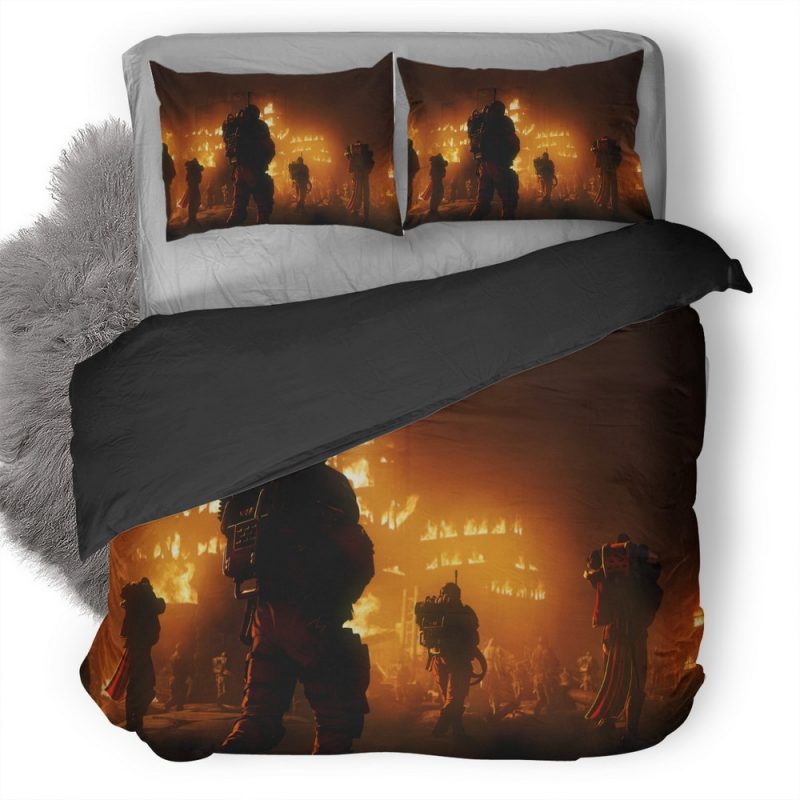 Warriros In Metal Jackets War Night Fire T6 Duvet Cover and Pillowcase Set Bedding Set Warriros In Metal Jackets War Night Fire T6 Duvet Cover and Pillowcase Set Bedding Set