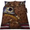 Washington Football Team Nfl American Flag Leather Pattern Bedding Set