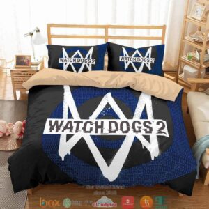 Watch Dogs 2 Logo Black Navy Quilt Bedding Set