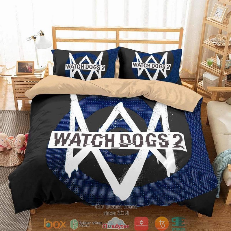 Watch Dogs 2 Logo Black Navy Quilt Bedding Set Watch Dogs 2 Logo Black Navy Quilt Bedding Set