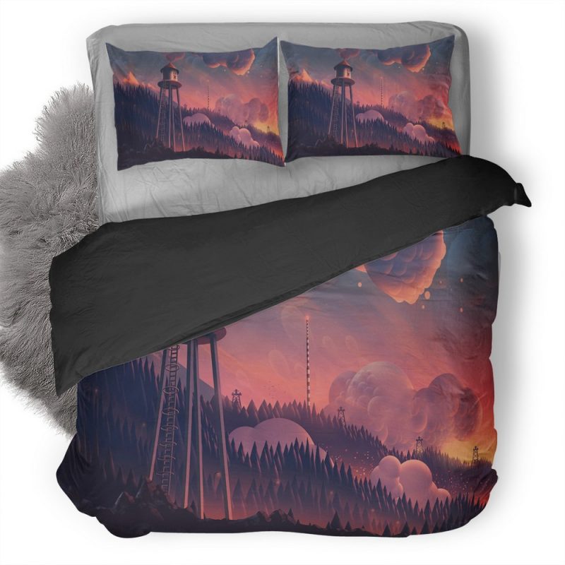 Watchtower Clouds Forest Mountain Landscape Digital Art 20 Duvet Cover and Pillowcase Set Bedding Set Watchtower Clouds Forest Mountain Landscape Digital Art 20 Duvet Cover and Pillowcase Set Bedding Set