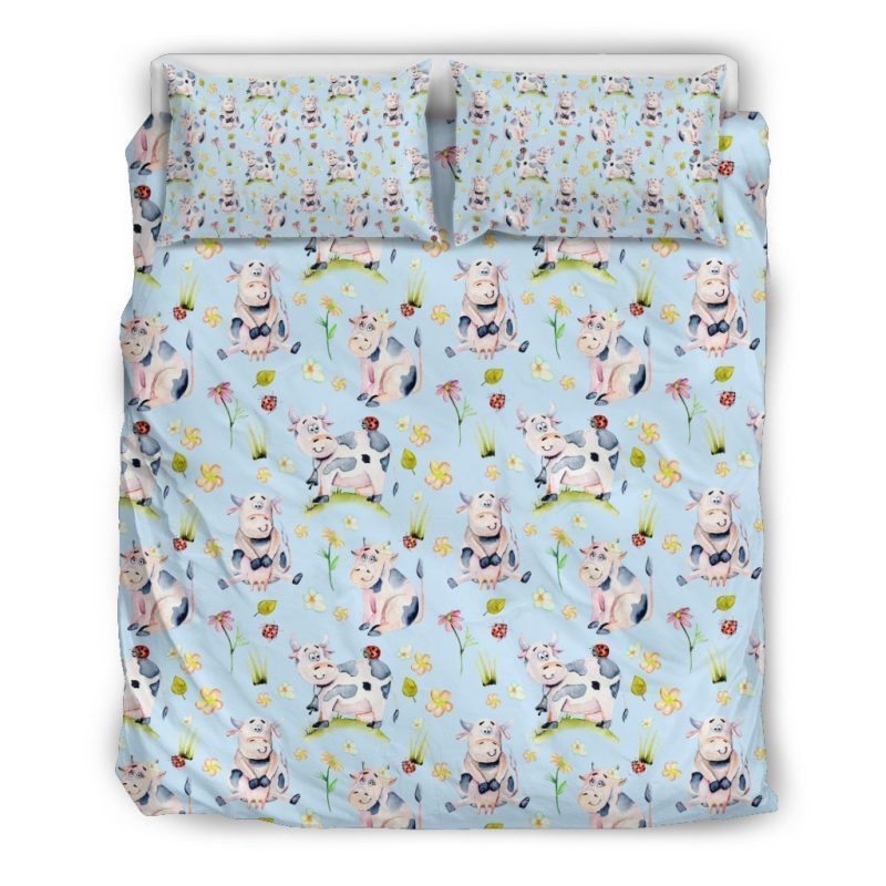 Watercolor Cartoon Cow Pattern Print Duvet Cover and Pillowcase Set Bedding Set Watercolor Cartoon Cow Pattern Print Duvet Cover and Pillowcase Set Bedding Set