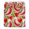Watercolor Watermelon Pattern Print Duvet Cover and Pillowcase Set Bedding Set