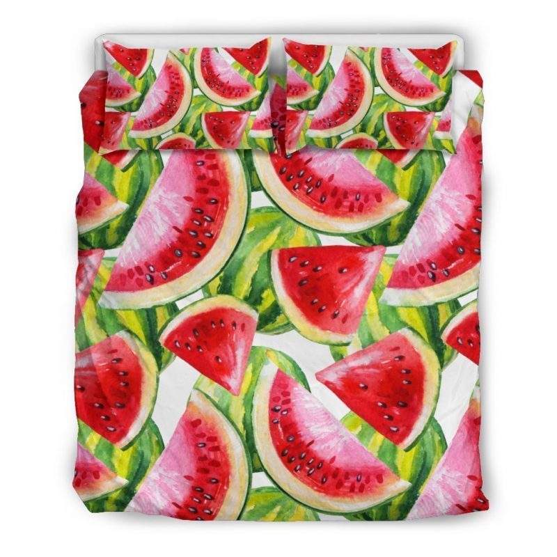 Watercolor Watermelon Pattern Print Duvet Cover and Pillowcase Set Bedding Set Watercolor Watermelon Pattern Print Duvet Cover and Pillowcase Set Bedding Set