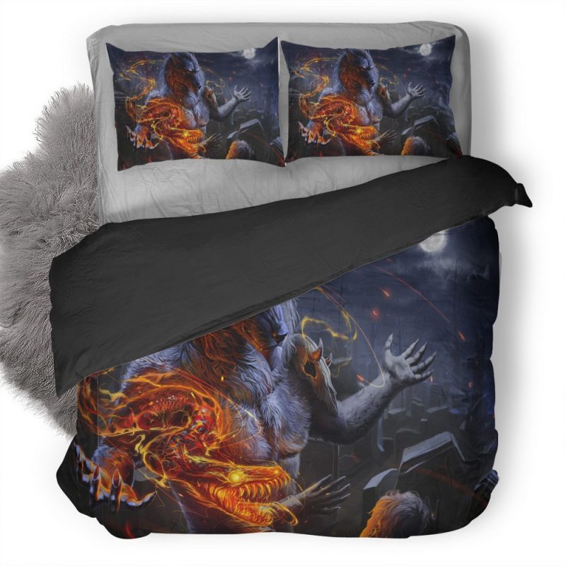 Werewolf Vs Man Flame Night Skull N0 Duvet Cover and Pillowcase Set Bedding Set Werewolf Vs Man Flame Night Skull N0 Duvet Cover and Pillowcase Set Bedding Set