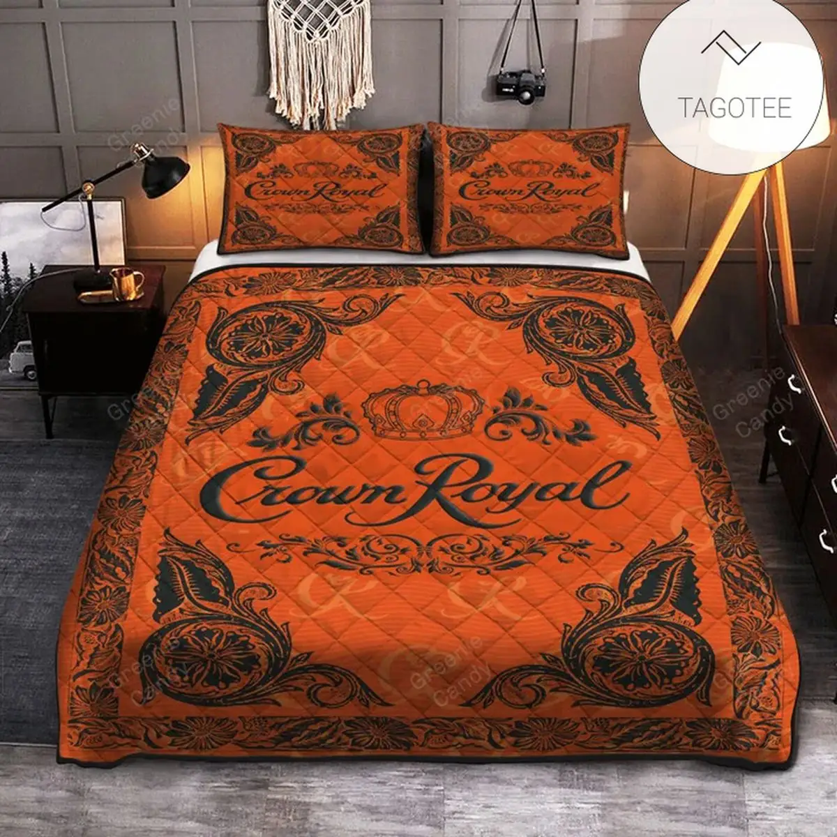 Whiskey Crown Royal Peach Quilt Bedding Set- Whiskey Crown Royal Peach Quilt Bedding Set-
