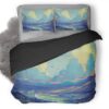 White Blue Red Clouds Scenery Digital Art Painting 1V Duvet Cover and Pillowcase Set Bedding Set