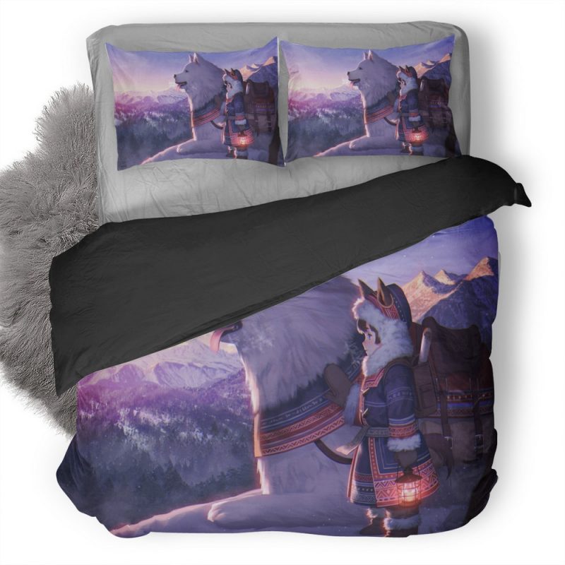 White Dog With Cute Baby Girl Snow Mountains Artwork Qi Duvet Cover and Pillowcase Set Bedding Set White Dog With Cute Baby Girl Snow Mountains Artwork Qi Duvet Cover and Pillowcase Set Bedding Set